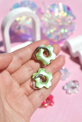Sakura earrings, Cherry blossom hoops, simple earrings, hoop earrings, Japanese inspired - image4